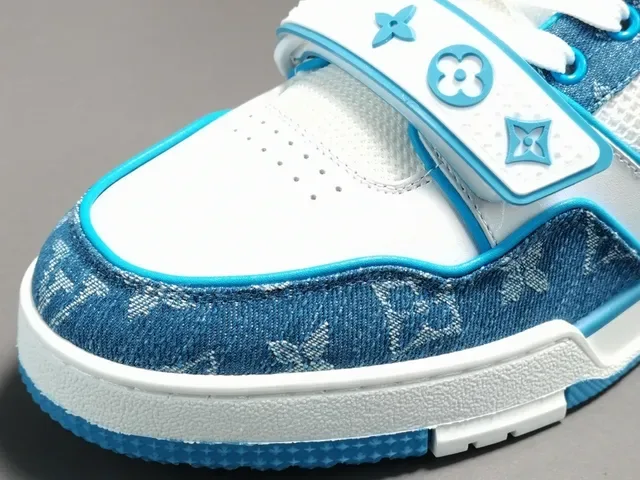 Louis Vuitton LV Trainer White Blue Monogram Denim Mesh Lifestyle Sneakers 7