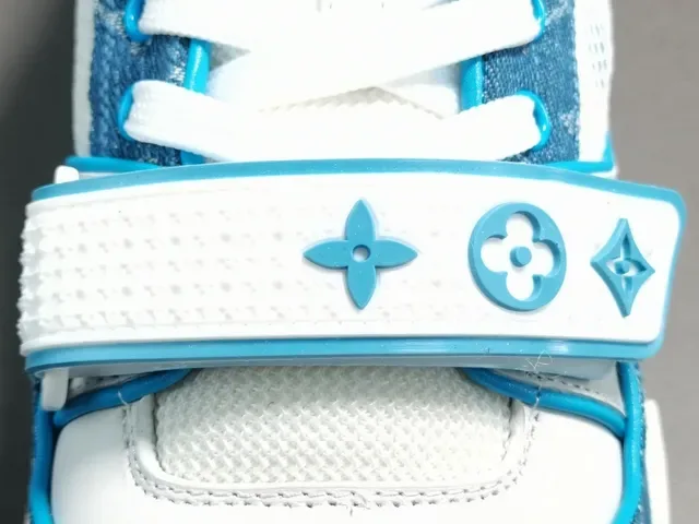 Louis Vuitton LV Trainer White Blue Monogram Denim Mesh Lifestyle Sneakers 8