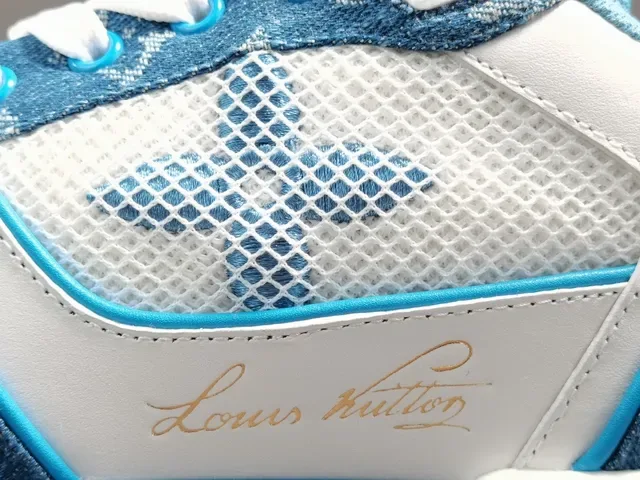 Louis Vuitton LV Trainer White Blue Monogram Denim Mesh Lifestyle Sneakers 9