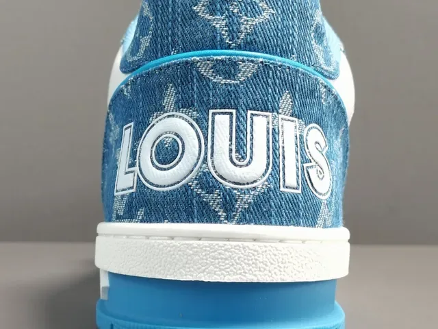 Louis Vuitton LV Trainer White Blue Monogram Denim Mesh Lifestyle Sneakers 10