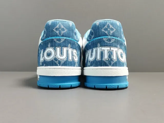 Louis Vuitton LV Trainer White Blue Monogram Denim Mesh Lifestyle Sneakers 12