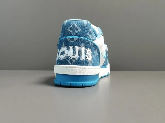 Louis Vuitton LV Trainer White Blue Monogram Denim Mesh Lifestyle Sneakers 18