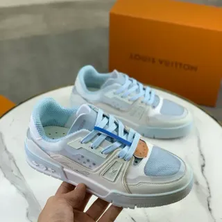 Louis Vuitton LV Trainer White Blue Multi-Layered Cage Translucent Panels Lifestyle Sneakers