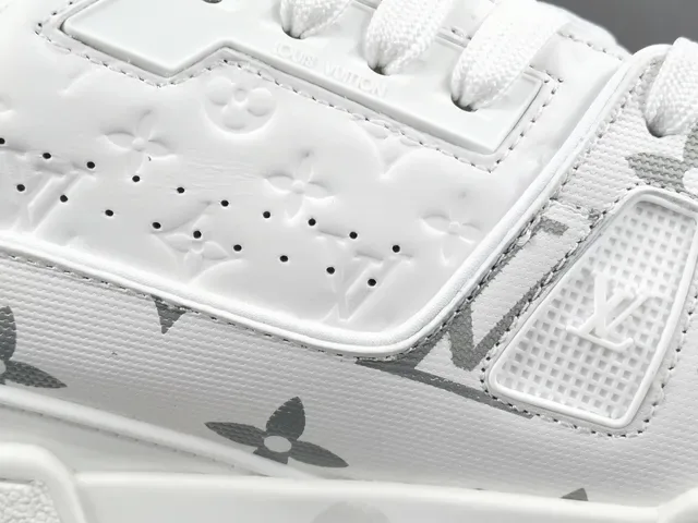 Louis Vuitton LV Trainer White Gray Monogram-Print Sculpted Midsole Lifestyle Sneakers 5