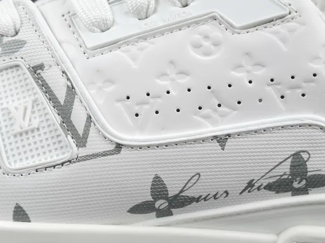 Louis Vuitton LV Trainer White Gray Monogram-Print Sculpted Midsole Lifestyle Sneakers 8