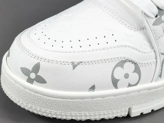 Louis Vuitton LV Trainer White Gray Monogram-Print Sculpted Midsole Lifestyle Sneakers 9