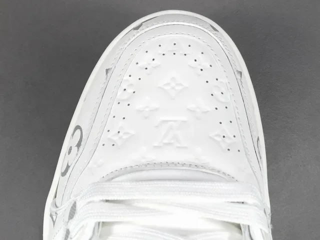 Louis Vuitton LV Trainer White Gray Monogram-Print Sculpted Midsole Lifestyle Sneakers 10