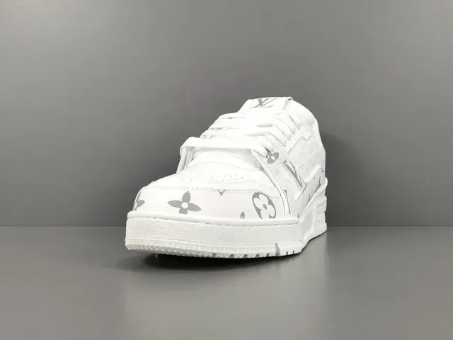 Louis Vuitton LV Trainer White Gray Monogram-Print Sculpted Midsole Lifestyle Sneakers 15