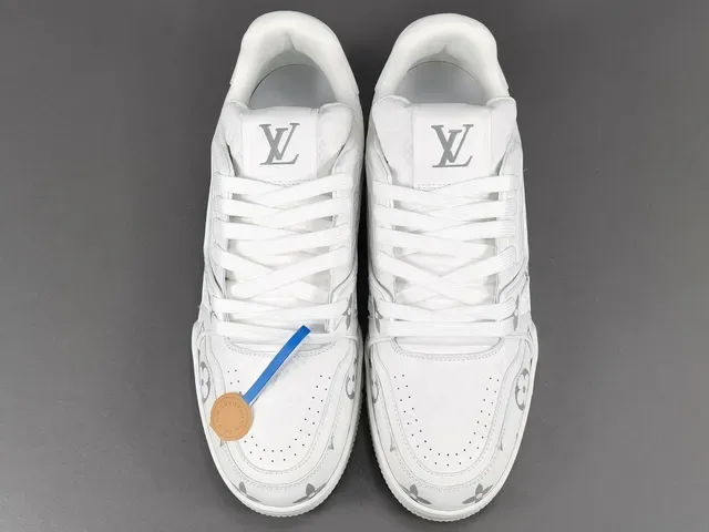 Louis Vuitton LV Trainer White Gray Monogram-Print Sculpted Midsole Lifestyle Sneakers 16