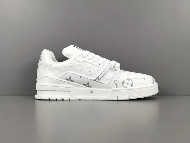 Louis Vuitton LV Trainer White Gray Monogram-Print Sculpted Midsole Lifestyle Sneakers 18
