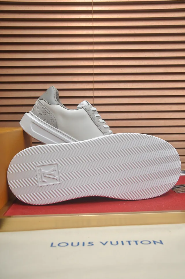 Louis Vuitton LV Trainer White Gray Perforated Monogram Logo Monogrammed Suede Panels Lifestyle Sneakers 3