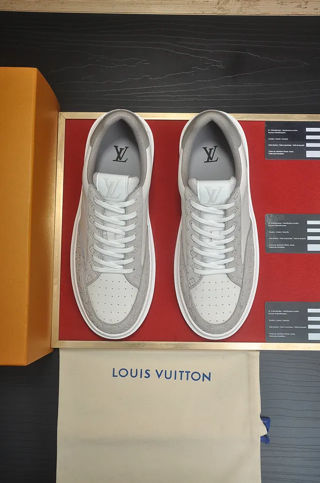 Louis Vuitton LV Trainer White Gray Perforated Monogram Logo Monogrammed Suede Panels Lifestyle Sneakers 5