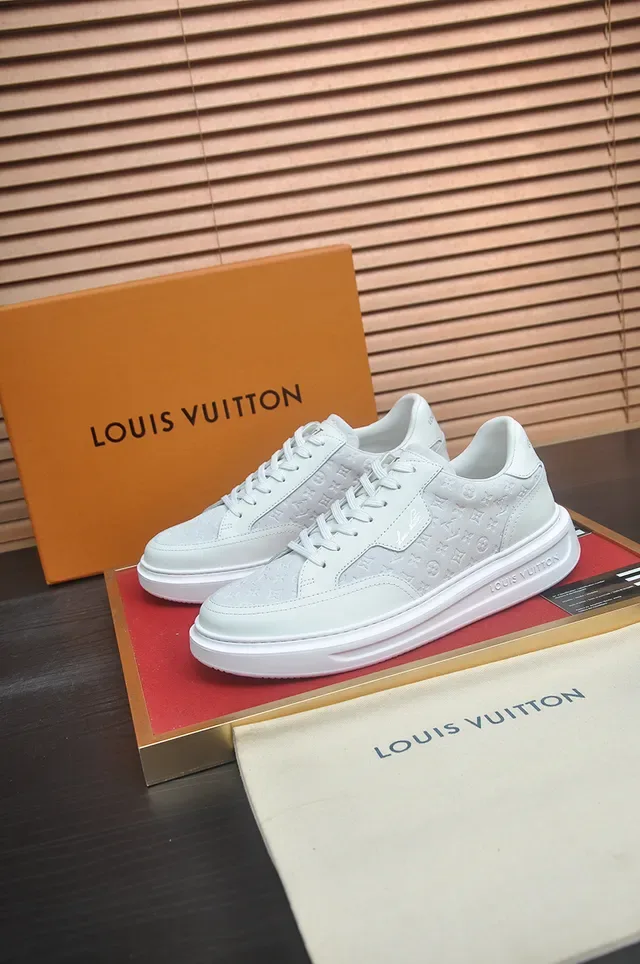 लুইस ভিটন LV Trainer সাদা Monogrammed উপরের প্ল্যাটফর্ম সোল लাইफस्टाइल स्निकार 4