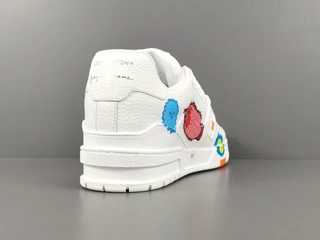 Louis Vuitton LV Trainer Blanc Multicolore Cuir Supérieur Appliqués Graphiques Sneakers Lifestyle 14