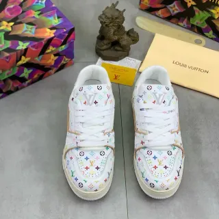 Louis Vuitton LV Trainer Blancos Multicolores Impresión Monograma Low-Top Lace-Up Lifestyle Sneakers