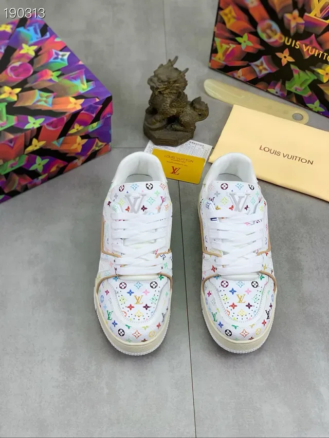 Louis Vuitton LV Trainer White Multicolor Monogram Print Low-Top Lace-Up Lifestyle Sneakers 1