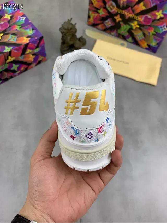 Louis Vuitton LV Trainer White Multicolor Monogram Print Low-Top Lace-Up Lifestyle Sneakers 4
