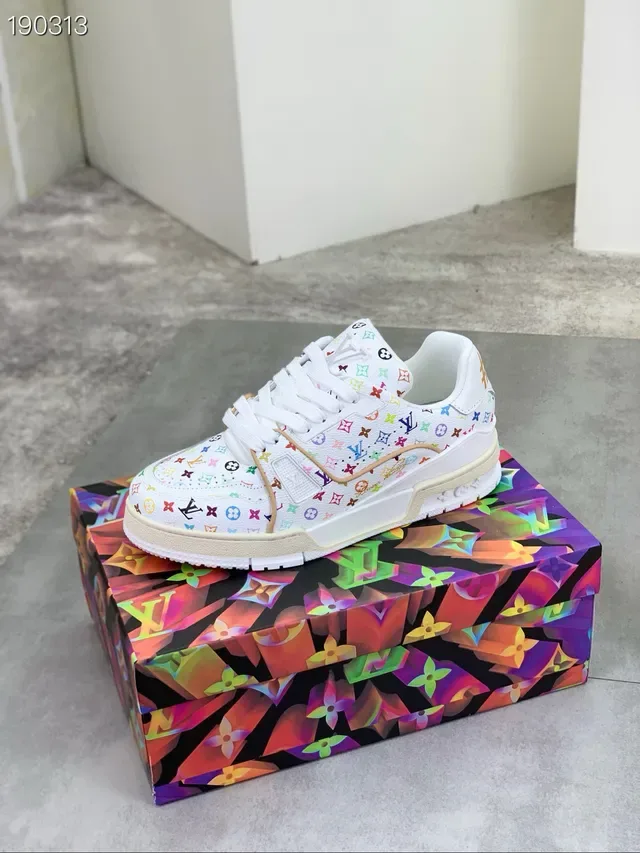 Louis Vuitton LV Trainer White Multicolor Monogram Print Low-Top Lace-Up Lifestyle Sneakers 6