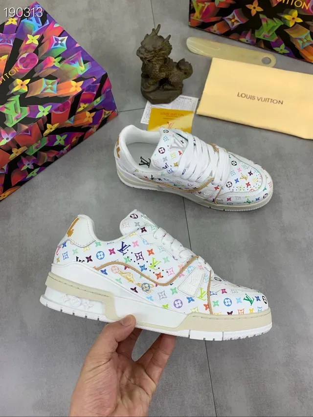 Louis Vuitton LV Trainer White Multicolor Monogram Print Low-Top Lace-Up Lifestyle Sneakers 7