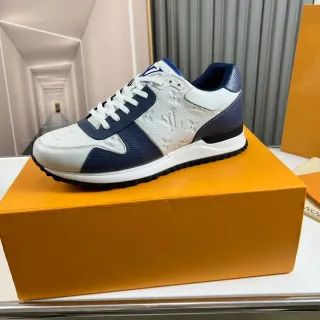 Louis Vuitton LV Trainer White Navy Monogram Leather Color-Blocked Panels Lifestyle Sneakers