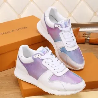 Louis Vuitton LV Trainer Tênis Brancos Roxos Low-Top Camada Monograma Sobreposição Chunky
