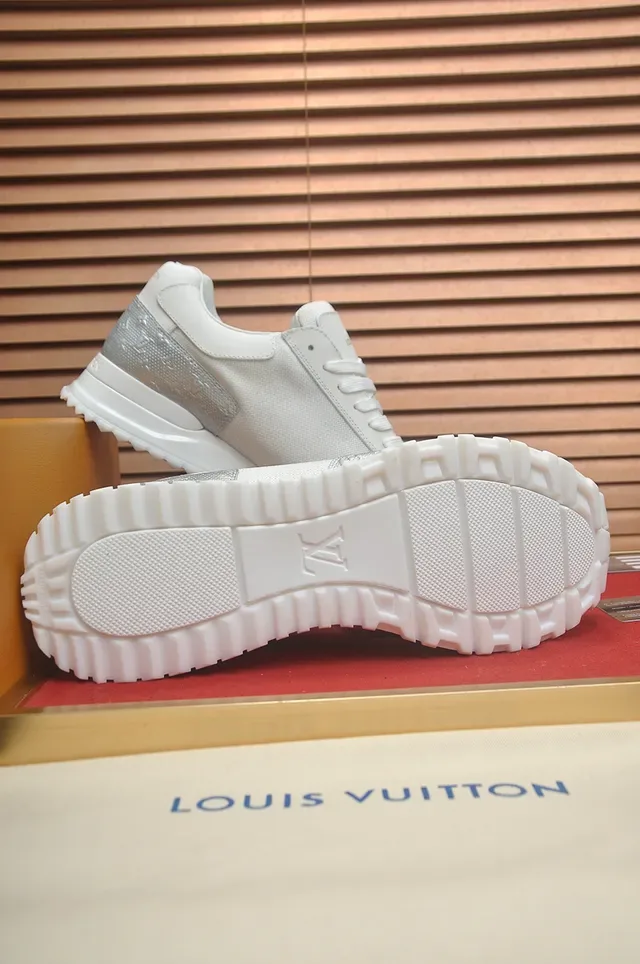 Louis Vuitton LV Trainer Blanc Argent Low-Top Maille Et Cuir Estampé Partie Supérieure Lifestyle Sneakers 3