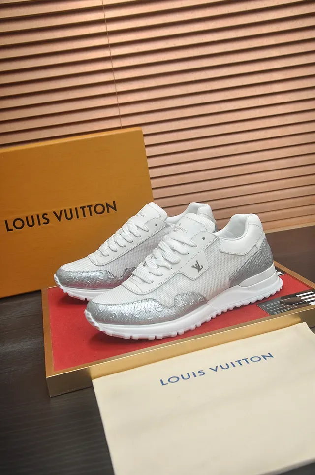 Louis Vuitton LV Trainer Blanc Argent Low-Top Maille Et Cuir Estampé Partie Supérieure Lifestyle Sneakers 4