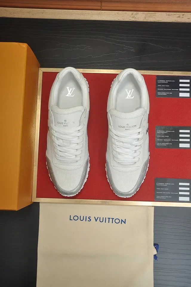 Louis Vuitton LV Trainer Blanc Argent Low-Top Maille Et Cuir Estampé Partie Supérieure Lifestyle Sneakers 5