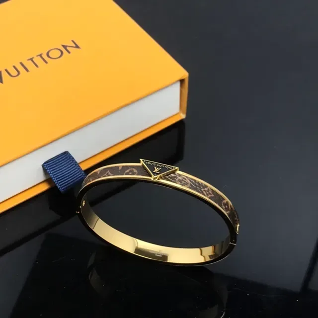 Louis Vuitton Monogram Bangle Gold-Tone and Brown Bracelet 4