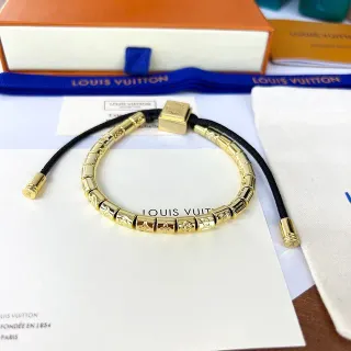 Louis Vuitton Monogram Cuentas Oro y Negro Pulsera