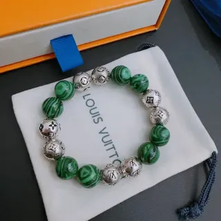 Louis Vuitton Monogram Beads Green and Silver Stretch Bracelet