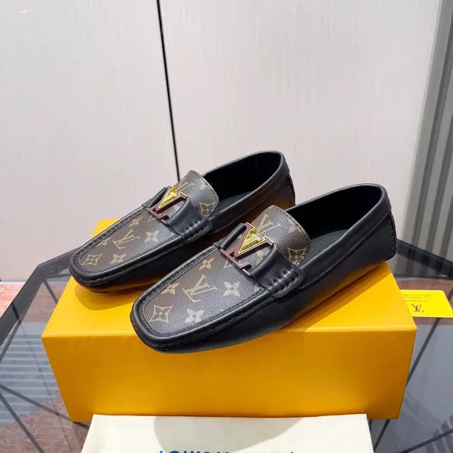 Louis Vuitton Monogram Canvas and Black Leather Loafers 2