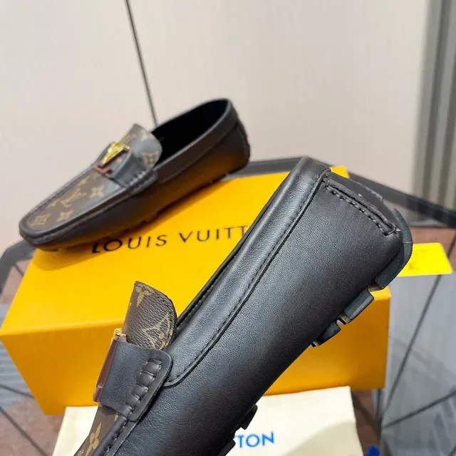 Louis Vuitton Monogram Canvas and Black Leather Loafers 4