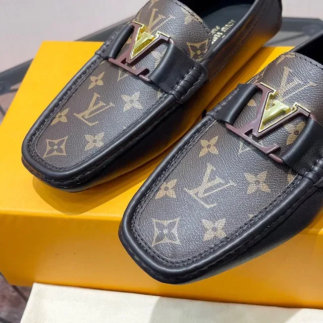 Louis Vuitton Monogram Canvas and Black Leather Loafers 5
