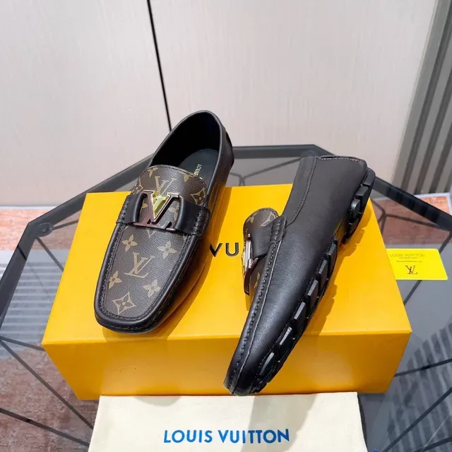 Louis Vuitton Monogram Canvas and Black Leather Loafers 6