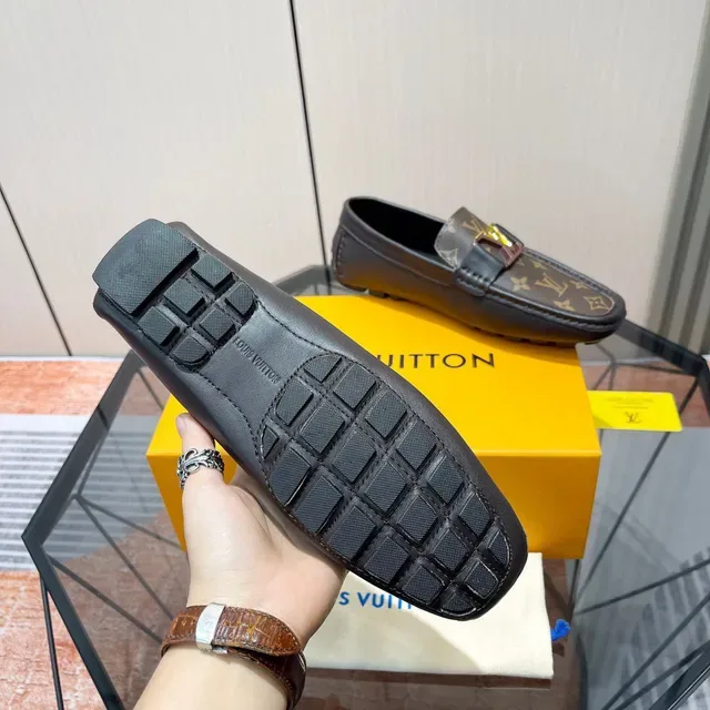 Louis Vuitton Monogram Canvas and Black Leather Loafers 9