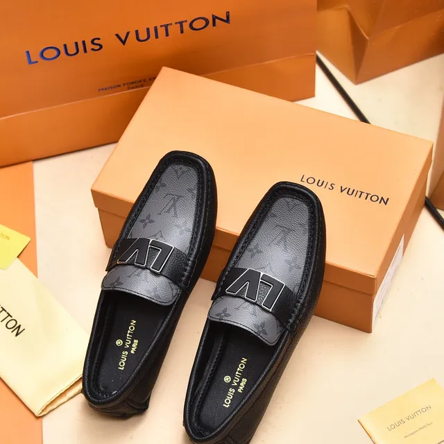 Louis Vuitton Monogram Canvas and Black Leather LV Logo Loafers 3