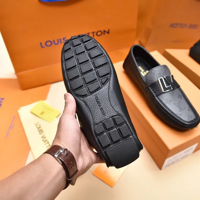 Louis Vuitton Monogram Canvas and Black Leather LV Logo Loafers 4