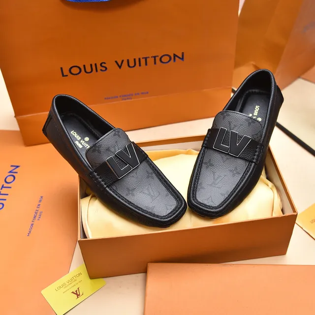 Louis Vuitton Monogram Canvas and Black Leather LV Logo Loafers 5