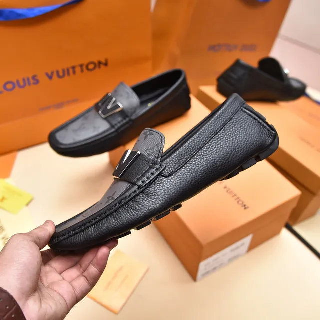 Louis Vuitton Monogram Canvas and Black Leather LV Logo Loafers 8