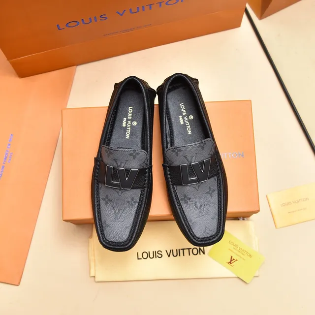 Louis Vuitton Monogram Canvas and Black Leather LV Logo Loafers 9