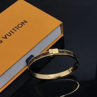 Louis Vuitton Monogram Canvas Bangle सोने भूरे जॉइंटेड इनले ब्रेसलेट