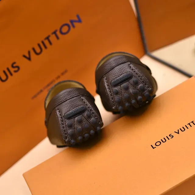 Louis Vuitton Monogram Canvas Leather-Trimmed Gold Buckle Loafers 2