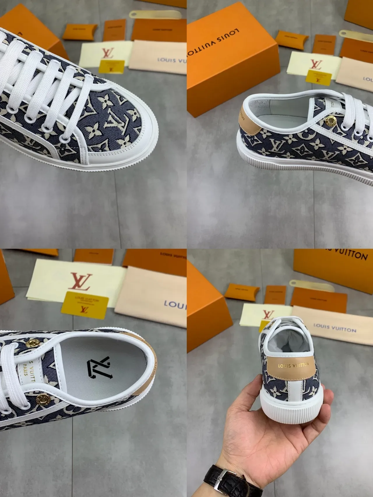Louis Vuitton Monogram Canvas Navy and Beige Lifestyle Sneakers 2