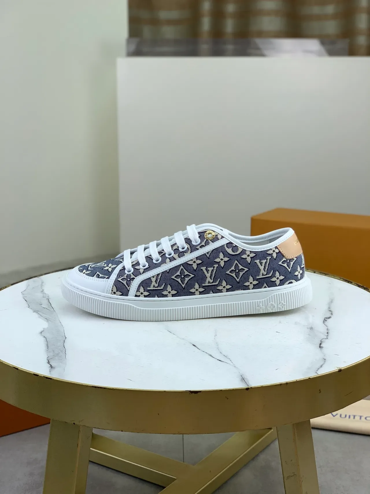 Louis Vuitton Monogram Canvas Navy and Beige Lifestyle Sneakers 4