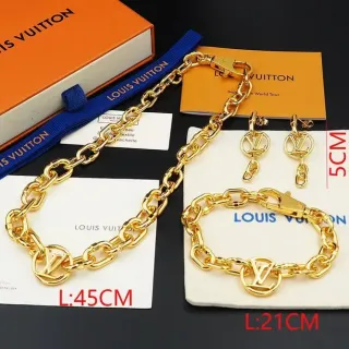 Louis Vuitton Monogram Chain Gold Chunky Oval-Link Pendant Necklace