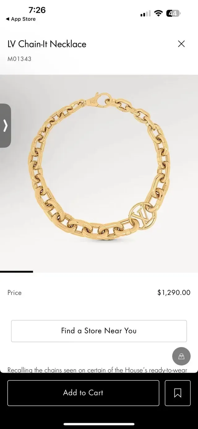 Louis Vuitton Monogram Chain Gold Chunky Oval-Link Pendant Necklace 3