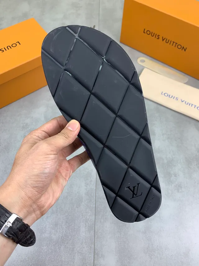 Louis Vuitton Monogram Cross-Strap Purple and Black Slippers 2
