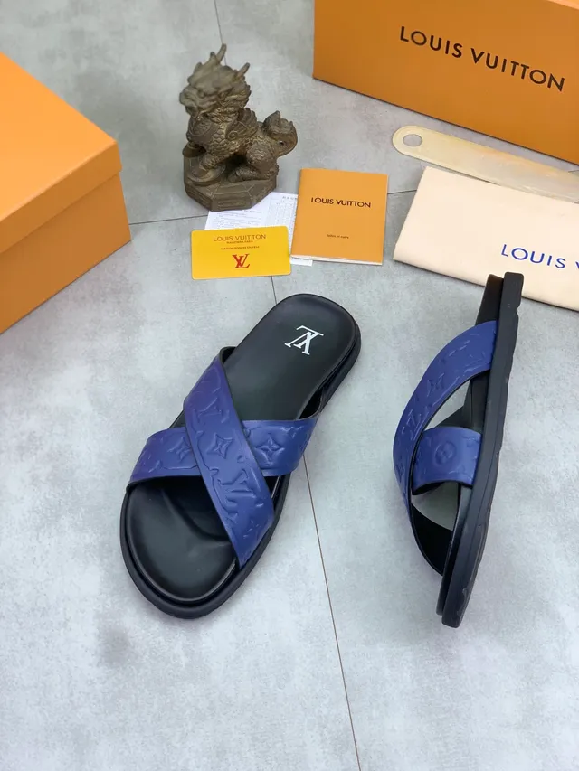 Louis Vuitton Monogram Cross-Strap Purple and Black Slippers 4
