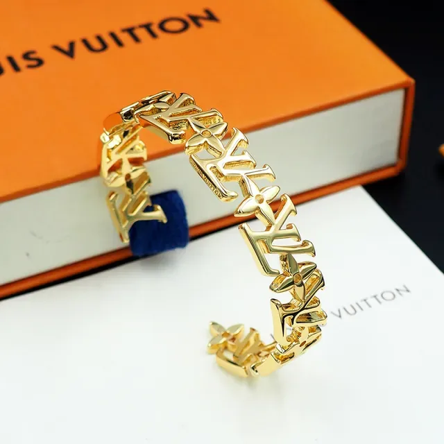 Louis Vuitton Monogram Cuff Gold-Tone Rigid Bracelet 3